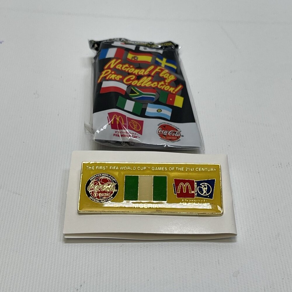 FIFA WORLD CUP 2002 Nigeria National Flag Pin McDonalds Coca Cola 1x2.5”